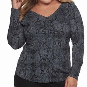 Evri Snake Skin Pattern Long Sleeve Top